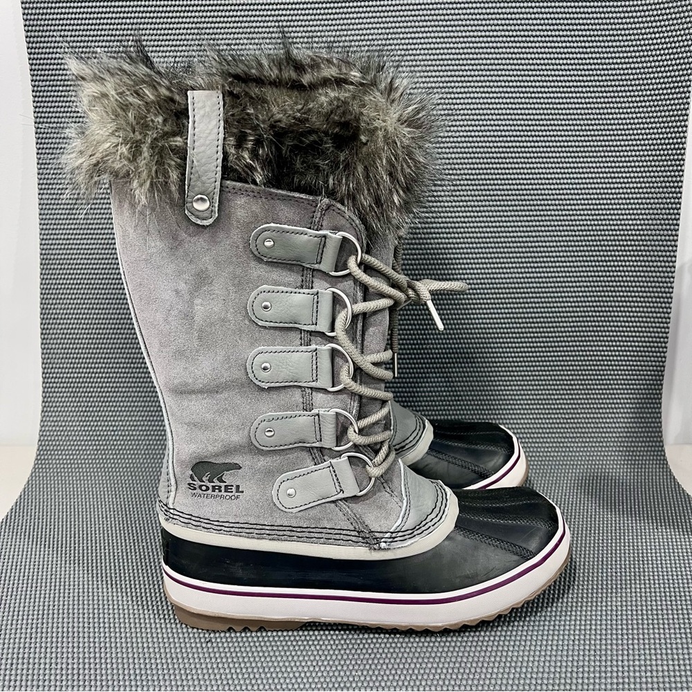 Sorel Joan of Arctic Women’s Shearling Lined Winter Snow Boots Size 9.5 Grey Blk